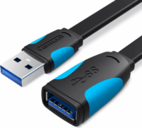 Vention Lapos USB-A apa - USB-A anya 3.0 Hosszabbító Kábel - Fekete (0.5m)