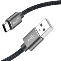Budi 206T/2M USB-A apa - USB-C apa 2.0 Adat és töltő kábel - Fekete (2m)