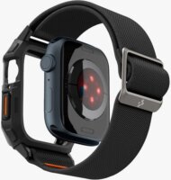 Spigen Fit Lite Pro Apple Watch S7/8/9 Szövet Okosóra szíj + szilikon keret 45 mm - Fekete