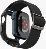 Spigen Fit Lite Pro Apple Watch S7/8/9 Szövet szíj+szilikon keret 45 mm - Fekete