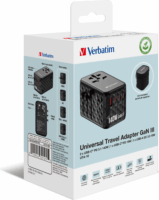 Verbatim 32125 GaN USB-A / 3x USB-C Utazó Hálózati töltő - Fekete (140W)