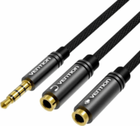 Vention BBMBY 3.5mm jack apa - 2 x 3.5mm jack anya Sztereo splitter 0.3m - Fekete