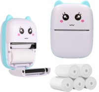 Extralink EX.33812 Mini hőnyomtató szett - Fehér/Kék + 5 db Sima thermal tekercs