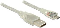 Delock 83901 USB 2.0 M - microUSB 2.0 M Adatkábel 2m - Áttetsző