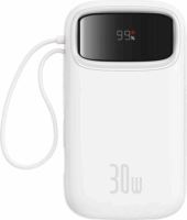 Baseus QPow 2 Powerbank integrált kábellel 2x USB Type-C / 20000mAh 30W - Fehér