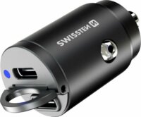 Swissten 20111800 2x USB-C Szivargyújtós töltő 30W - Fekete