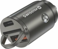 Swissten 20111780 USB-C + USB-A 3.0 Szivargyújtós Töltő Adapter 30W - Fekete