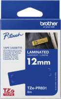 Brother TZe-PR831 12mm / 8m Feliratozógép szalag - Arany alapon fekete