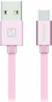Swissten 71521308 USB-A apa - USB-C apa Adat- és töltőkábel 1.2m - Rózsaszín