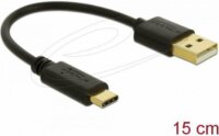 DeLock 80954 USB-A apa - USB-C apa 2.0 Töltő kábel 0.15m - Fekete