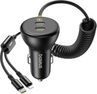 Baseus C00035902121-00 3x USB-C + Lightning Autós gyorstöltő 60W - Fekete