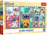 Trefl 3 x 80 darabos Stitch világa puzzle
