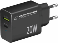 Esperanza Quick Power Charger USB-A / USB-C Hálózati töltő Adapter 20W - Fekete