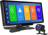 Podofo A3073 9,3" Autómonitor Carplay&Android Auto + Első és hátsó FullHD kamera