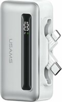 USAMS USA001545 Powerbank integrált kábellel Lightning + Type-C / 4500mAh 20W - Ezüst