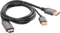 Lanberg CA-HDDP-20CU HDMI 2.0 - DisplayPort 1.2 4K 60Hz Aktív kábel 1m - Fekete