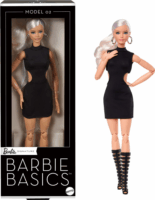 Mattel Barbie Basics Model 02 Szőke hajú fekete ruhás gladiátor csizmás baba