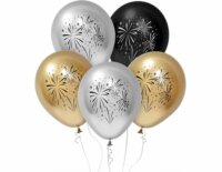 Godan Beauty&Charm Lufiszett tűzijáték mintával 30 cm - Fekete/Arany/Ezüst (5 db/csomag)