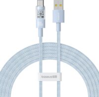 Baseus Gem USB-A apa - USB-C apa Adat és gyorstöltő kábel 2m - Kék