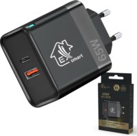 ExtraLink CHARESL06 Smart Life USB-A / USB-C Hálózati Gyorstöltő Adapter 65W - Fekete