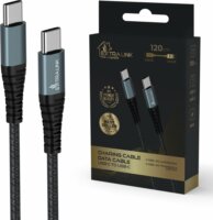 Extralink Smart Life USB-C apa - USB-C apa 3.2 Adat és töltő kábel 1.2m - Fekete