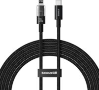 Baseus Gem USB-C apa - Lightning apa Adat és gyorstöltő kábel 2m - Fekete