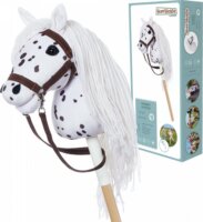 Tootiny Hobby Horse A4 Barna foltos ló kantárral Hobbi lovagláshoz - Fehér