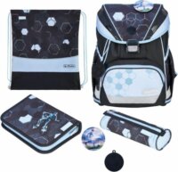 Herlitz UltraLight XL Plus Cyber Soccer Iskola táska szett - Fekete / Kék mintás