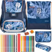 Herlitz Loop Plus TechMech Iskola táska szett - Kék mintás