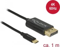 DeLock 83709 DisplayPort - USB-C 4K 60 Hz Kábel 1m - Fekete