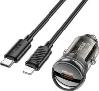 HOCO Z53 USB-C 3.0 Autós gyorstöltő 30W + Lightning kábel - Fekete