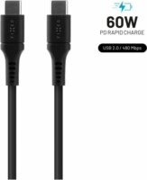 Fixed Liquid Silicone USB-C apa - USB-C apa 2.0 Adat és töltő kábel 0.5m - Fekete