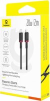 Baseus Dura USB-C apa - Lightning apa Adat és gyorstöltő kábel 2m - Fekete/Piros