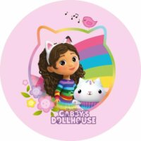 Dream Works Gabi babaháza Kerek Díszpárna 40 cm - Rózsaszín mintás