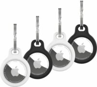 Fixed Silky Pro Apple AirTag Szilikon Kulcstartós Tok 4 Darabos Készlet (2 db Fekete + 2 db Fehér)