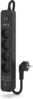Kerg M02522 Túlfeszültségvédő Elosztó 4 aljzatos USB-C + USB-A 16A 1,5m - Fekete