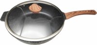 Bravo B-4930 Wok serpenyő fedővel 32 cm - Fekete