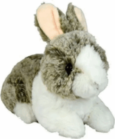 Élethű fekvő nyuszi plüssfigura 22 cm - Fehér/Szürke