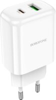 Borofone BN4 USB-A / USB-C Hálózati Töltő Adapter 20W USB-C kábellel - Fehér