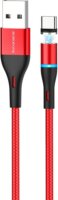 Borofone BU16 USB-A - USB-C apa Mágneses Adat- és Töltőkábel 1,2m - Piros