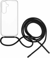 Fixed Pure Neck Samsung Galaxy S25 Fekete Nyakpántos Telefon Tok - Átlátszó