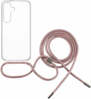 Fixed Pure Neck Samsung Galaxy S25 Rózsaszín Nyakpántos Telefon Tok - Átlátszó
