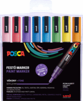Uni Posca PC-3ML0,9-1,3mm Csillogó Dekormarker készlet - Vegyes színek (8 db / csomag)