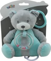Tulilo Zenélő Teddy Mackó plüssfigura 18 cm - Szürke/Kék