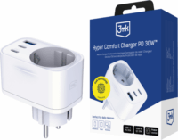 3mk GaN USB Type-A / 2 x USB Type-C Hálózati töltő Adapter 30W - Fehér