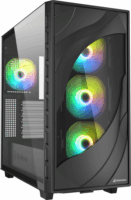 Sharkoon Rebel C80G RGB Midi Torony Számítógépház + 4db 120mm ARGB ventilátor - Fekete