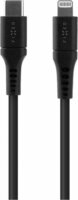 Fixed Liquid Silicone USB-C apa - Lightning apa 2.0 Adat és töltő kábel 2m - Fekete