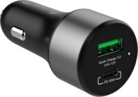 Crong CRG-PWRC-USBC63-BLK USB-C (PD) + USB-A 3.0 Autós gyorstöltő 63W - Fekete / Szürke