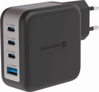 Swissten 3x USB-C / USB-A GaN Hálózati Gyorstöltő Adapter 100W - Szürke