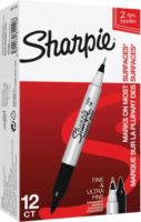 Sharpie S0811100 0.5mm / 1mm Kétoldalas Jelölőmarker készlet - Fekete (12 db / csomag)
